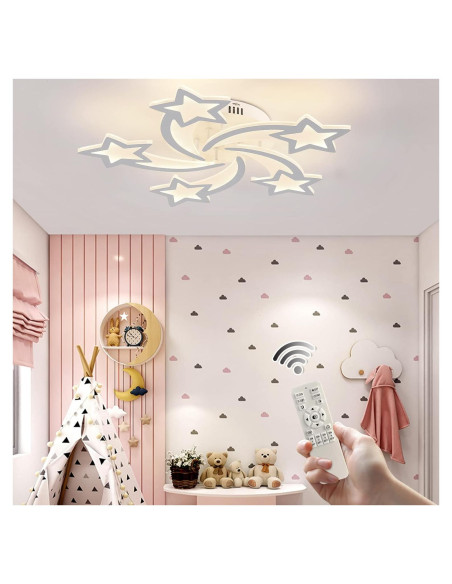 Lámpara de Techo LED Qcyuui Estrella 60W Regulable Control Remoto Lámpara de Techo LED Qcyuui Estrella 60W Regulable Control Remoto