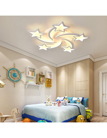 Lámpara de Techo LED Qcyuui Estrella 60W Regulable Control Remoto Lámpara de Techo LED Qcyuui Estrella 60W Regulable Control Remoto