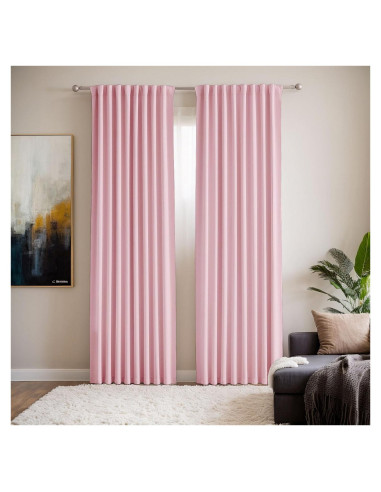 Cortinas Opacas Rosa Grichril 2 Paneles 132x213 cm