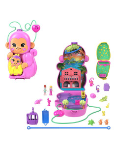 Juego Polly Pocket Monito Mamá y Bebé con 13 Accesorios