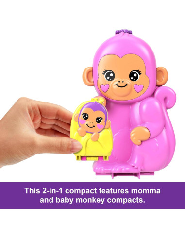 Juego Polly Pocket Monito Mamá y Bebé con 13 Accesorios