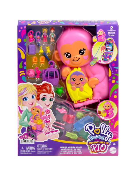 Juego Polly Pocket Monito Mamá y Bebé con 13 Accesorios Juego Polly Pocket Monito Mamá y Bebé con 13 Accesorios