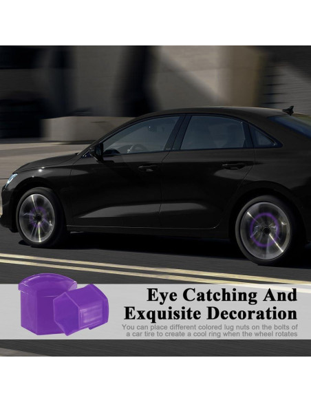 20 Tapas de Tuercas de Rueda QZTYTY 19mm Morado con Herramienta