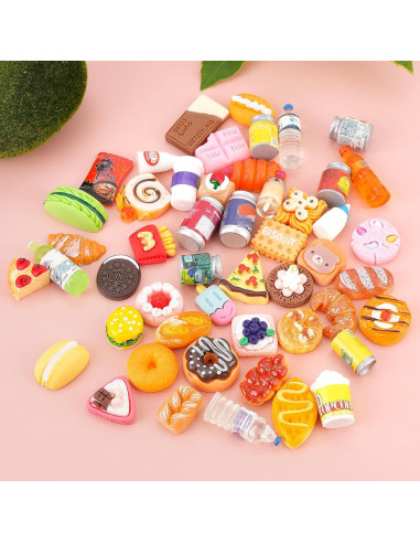 50 Piezas Mini Comida y Bebidas para Casa de Muñecas 1:12