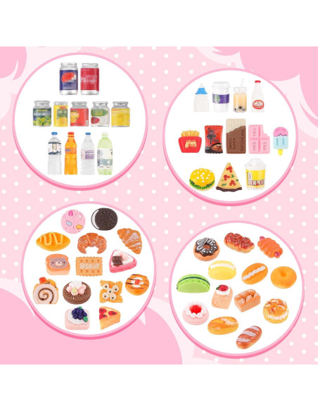 50 Piezas Mini Comida y Bebidas para Casa de Muñecas 1:12 50 Piezas Mini Comida y Bebidas para Casa de Muñecas 1:12