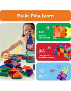 PicassoTiles 100 Piezas Bloques Magnéticos Mini Viaje 2