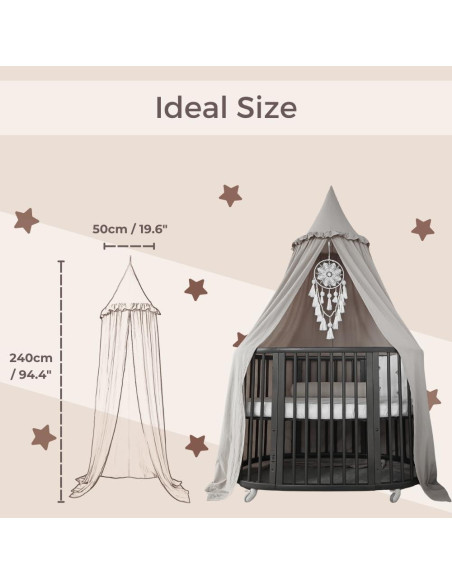 Dosel para Cama Infantil Wonder Space Gris Algodón 240x50cm