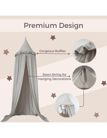 Dosel para Cama Infantil Wonder Space Gris Algodón 240x50cm