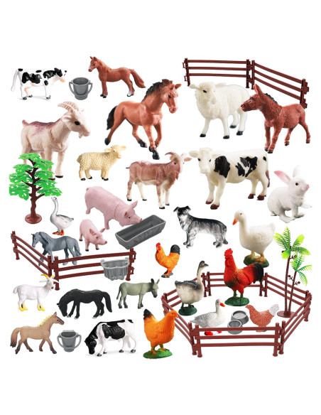 Figuras de Animales de Granja Yowlieu 44 Pcs Juguete Educativo