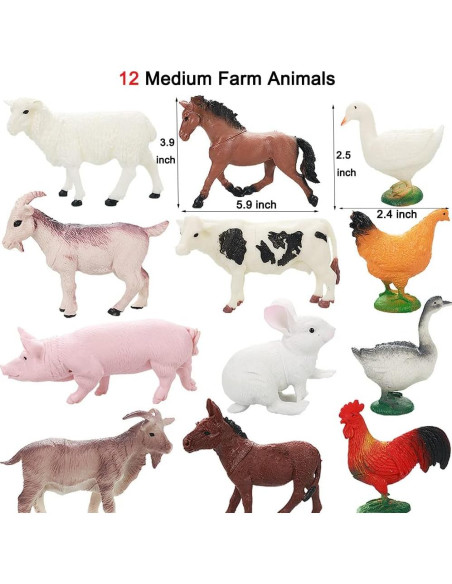 Figuras de Animales de Granja Yowlieu 44 Pcs Juguete Educativo
