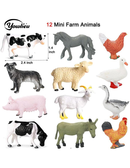 Figuras de Animales de Granja Yowlieu 44 Pcs Juguete Educativo