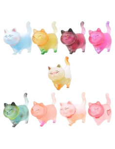 9 Figuras de Gato Miniatura Halloluck 4 cm Adorno Pastel
