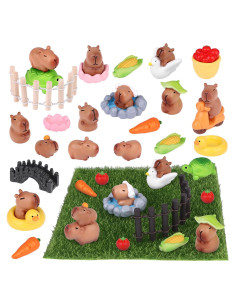 Juego de figuras de capibara mini 37 piezas decoración