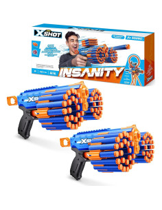 X-Shot Insanity Manic Blaster Doble con 48 Dardos y Almacenaje 2