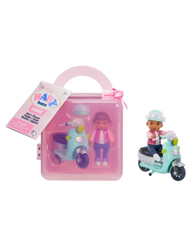 Set de Juego BABY born MINIS - Muñeca 6.98 cm, Scooter y Casco