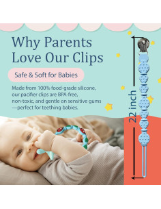 Clip de Chupete de Silicona Azul - Personalizable, Libre de BPA 2