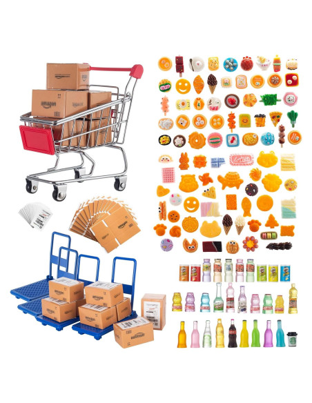 Conjunto Miniatura 175PCS Vawuz Carrito de Compras 1:12