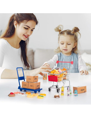 Conjunto Miniatura 175PCS Vawuz Carrito de Compras 1:12