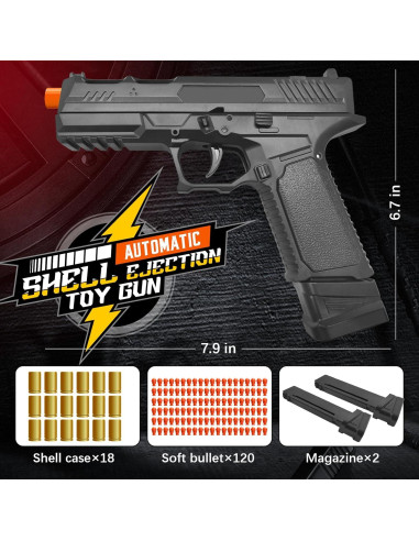 Pistola de Juguete Witcrety con 120 Balas y 18 Conchas