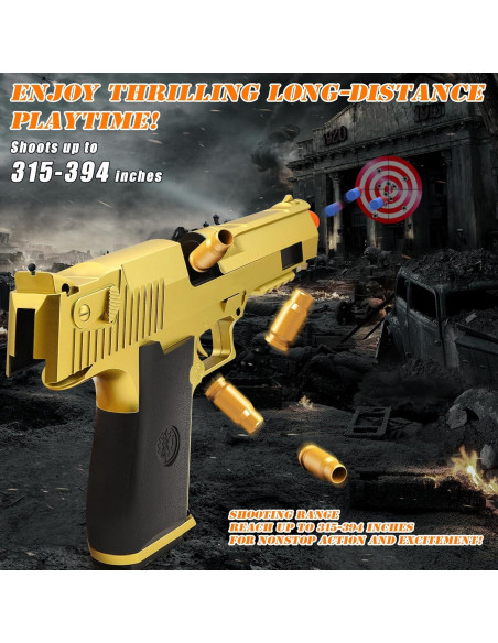 Pistola de Juguete Dorada Trokiomi con 50 Balas Blandas Pistola de Juguete Dorada Trokiomi con 50 Balas Blandas