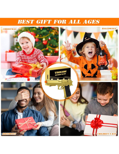 Pistola de Juguete Dorada Trokiomi con 50 Balas Blandas Pistola de Juguete Dorada Trokiomi con 50 Balas Blandas