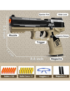 Pistola de Juguete Automática XUZHTYOO con 3 Cargadores y Gafas 2