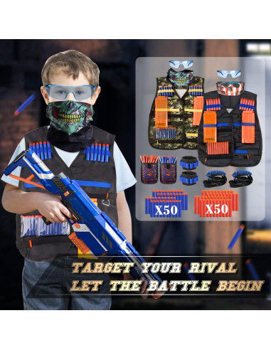 Kit Chaleco Táctico AILUKI para Niños con Dardos y Más