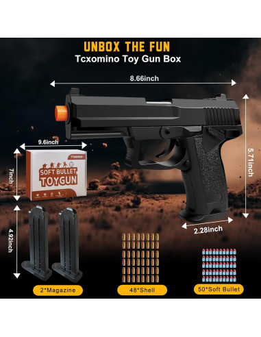 Pistola de Juguete Negra Tcxomino con Balas Blandas 0,36 kg