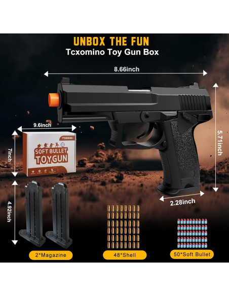 Pistola de Juguete Negra Tcxomino con Balas Blandas 0,36 kg