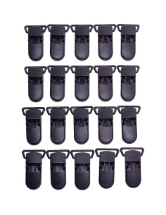 25 Clips de Chupete Plástico Negro Sutoyuen para Bebés 2