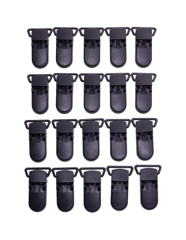 25 Clips de Chupete Plástico Negro Sutoyuen para Bebés