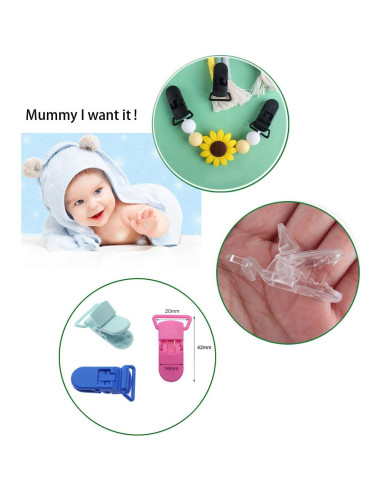 25 Clips de Chupete Plástico Negro Sutoyuen para Bebés