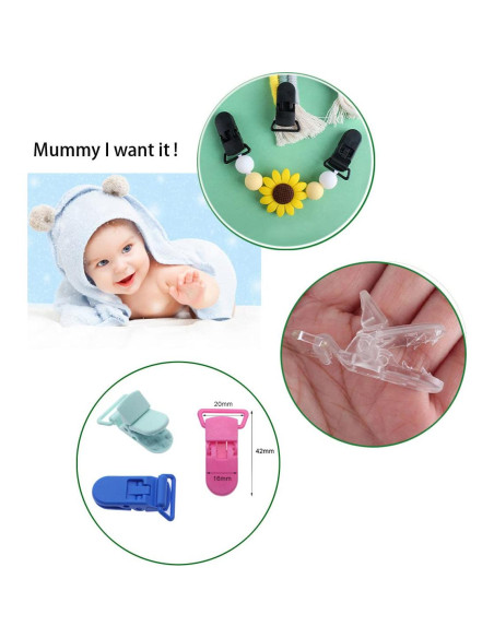 25 Clips de Chupete Plástico Negro Sutoyuen para Bebés