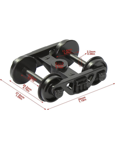 12pcs Bogies de Plástico Evemodel Escala HO Accesorios