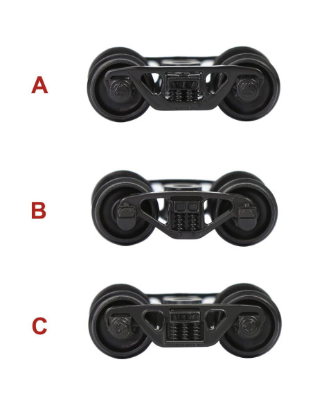 12pcs Bogies de Plástico Evemodel Escala HO Accesorios