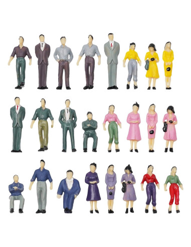 56 Piezas Figuras de Trenes a Escala 1:50 - Personas, Bancos y Árboles