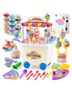 Carrito de Helados PLAY para Niños - Juguete de Masa 12 Latas