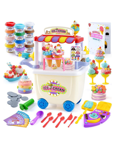 Carrito de Helados PLAY para Niños - Juguete de Masa 12 Latas