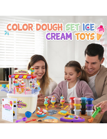 Carrito de Helados PLAY para Niños - Juguete de Masa 12 Latas