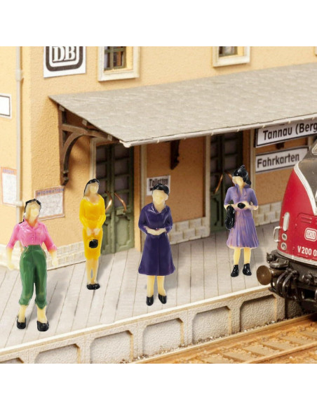 56 Piezas Figuras de Trenes a Escala 1:50 - Personas, Bancos y Árboles