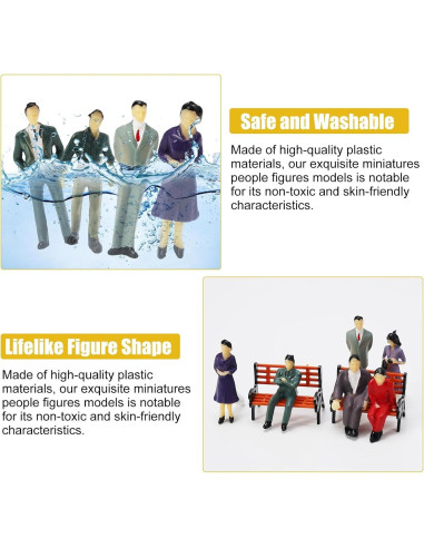 56 Piezas Figuras de Trenes a Escala 1:50 - Personas, Bancos y Árboles