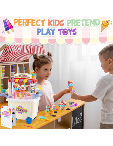 Carrito de Helados PLAY para Niños - Juguete de Masa 12 Latas