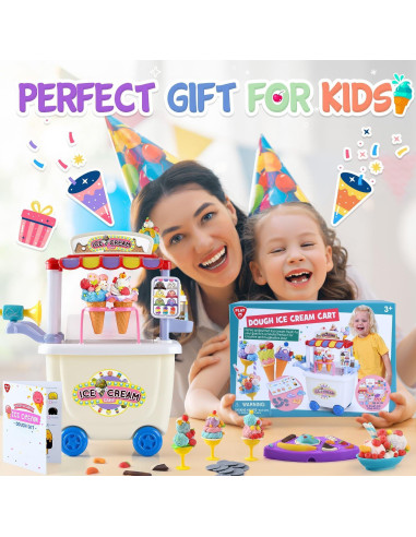 Carrito de Helados PLAY para Niños - Juguete de Masa 12 Latas