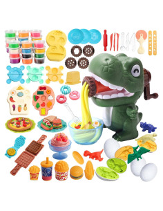 Juego de Cocina de Masa Crelloci Dinosaurio 24 Colores