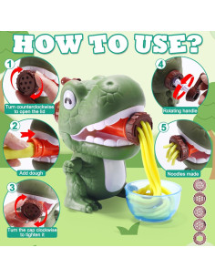 Juego de Cocina de Masa Crelloci Dinosaurio 24 Colores 2