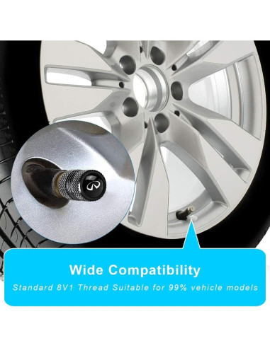 4 Tapas de Válvula de Neumático Metal AiGMY Negro 10mm