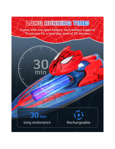 Barco RC Spider Hero Fullware 27.94 cm Rojo para Niños