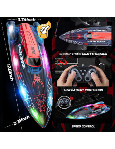 Barco RC DEERC Araña 32.5 cm con Luces LED y 2 Baterías 2