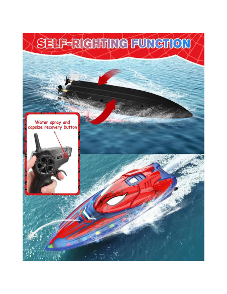 Barco RC Spider Hero Fullware 27.94 cm Rojo para Niños