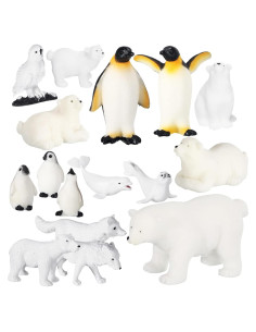 Kasyat 16 Figuras Animales Polares Juguetes Educativos 4.5 cm